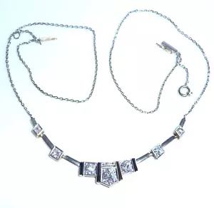 Collier-Kette antik 585 Gelbgold Platin 2.15ct. Diamanten Art Deco 48,0 cm 9,3gr - Bild 1 von 12