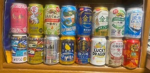 Japan Beer can x16 empty 350 ml. TOP-SEALED limited special edition Co-Op TRAINS - Picture 1 of 7