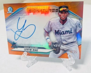 Bowman Chrome Prime Signatures 2020 refractor naranja/Lewin Díaz 25 #PCS-LD automático - Imagen 1 de 2