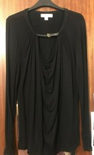 MICHAEL KORS COWL NECK  LEATHER BUCKLE BLOUSE TOP VGC