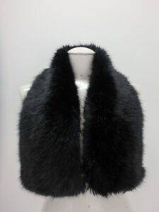 NEW Banana Republic Fox Faux Fur collar / scarf Black Coat Jacket 42353