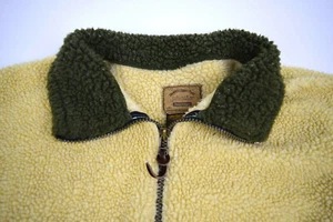 Fleece Jacket VTG Deep Pile 2 Tone Fleece 1/4 Zip Jacket L/XL Cobain Grunge - Picture 1 of 5