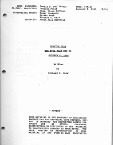 QUANTUM LEAP television script reproduction "The Evil That Men Do" - Picture 1 of 1