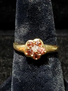 Anillo Flor Hielo Rosa Oro Amarillo 14kt ** - Imagen 1 de 1