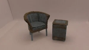 Silla y cesta de lino vintage Lloyd Loom escala 1:12 de Brain Masters PRE03 - Imagen 1 de 6