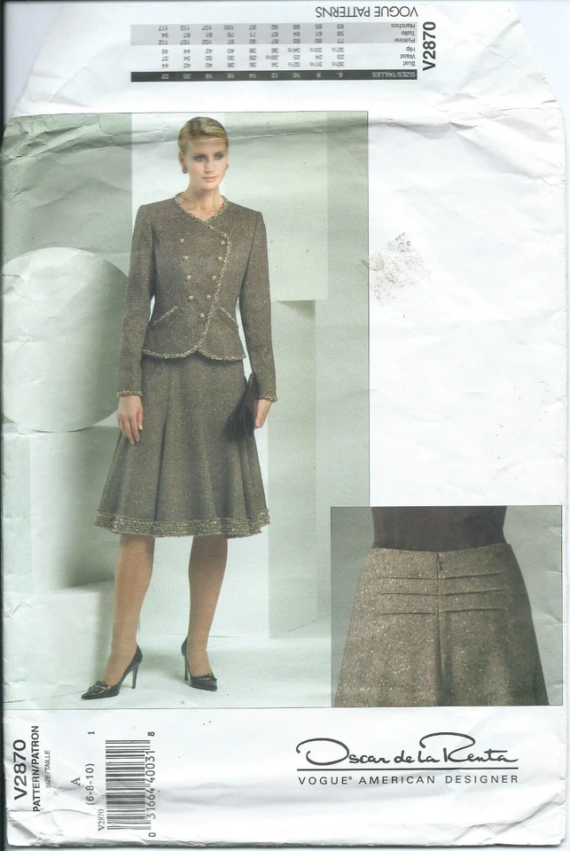 Vogue 2870 sewing pattern JACKET & SKIRT sew Oscar de la Renta UNCUT size 6-8-10 - Image 1 of 2