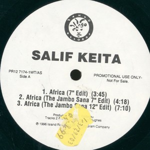 Salif Keita Africa 12" vinyl USA Mango 1996 in white card sleeve- price sticker