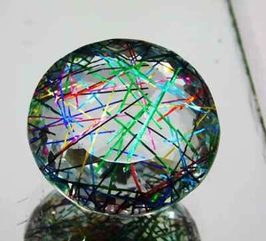 23.55 Ct Round Cut Multicolor Rutilated Quartz Loose Gemstone - Picture 1 of 5