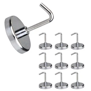 10 Magnethaken mit Chromblende im Set, Magnet mit Haken, Starke Hakenmagnete - Bild 1 von 5