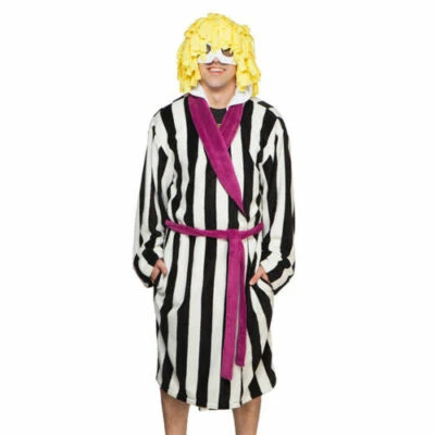 Oficial Beetlejuice Película Traje a Rayas Bata con Capucha L/XL Nuevo Disfraz de Halloween Foto 1 de 2