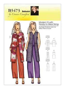 Butterick Sewing Pattern 5473 Women's XS - XL Jacket Vest & Pull On Pants - Picture 1 of 3