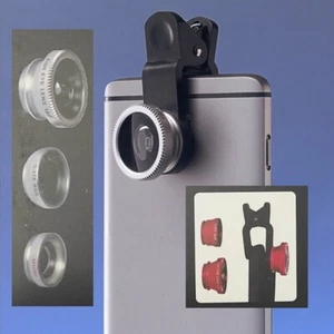 Smartphone Linsen Set 3x Handy Objektiv Fisheye Weitwinkel Makro Perspektive - Bild 1 von 6
