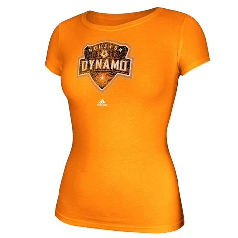 Houston Dynamo MLS Adidas Women's Full Color Primary Logo Orange T-Shirt Cover