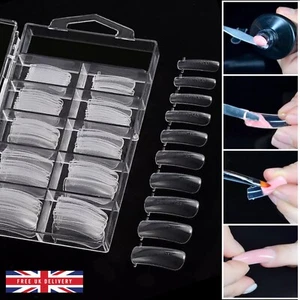 Dual Polygel Form Extension Nail Tips Box of 100 Mould Acrylic Builder 10 Sizes - Picture 1 of 12