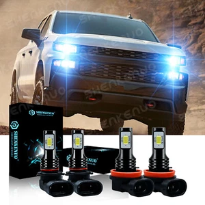 FOR 2019-2021 Silverado 1500 WT Custom 8000K 4pc LED Headlights Hi-Lo Beam Bulbs - Picture 1 of 12