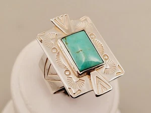 CAROLYN POLLACK TURQUOISE NAVAJO STERLING SILVER BEAUTIFUL SOUTHWEST  RING SZ 11 - Picture 1 of 6