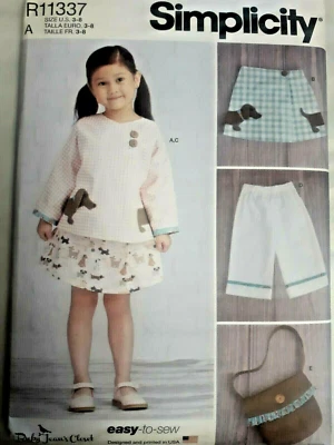 Jacket Skirt Capri Pants Purse Girls 3 4 5 6 7 8 Simplicity 11337 Sewing Pattern - Image 1 of 4