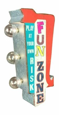 Fun Zone Arrow Shaped Double Sided LED Sign, For Game Room Bar Man Cave Arcade - Image 1 of 4