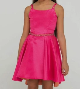 $280 Zoe Ltd Kid's Girl's Pink Two-Tone Sleeveless High-Low Skater Dress Size 8 - Picture 1 of 3
