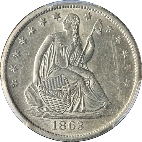 1863-S Seated Half Dollar PCGS AU Details Superb Eye Appeal Fantastic Luster Cover