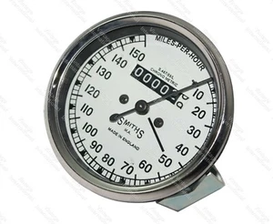 Smiths Réplique 0-150 Mph Speedo Blanc Visage Pour N BSA Enfield Triumph Aes - Photo 1/5
