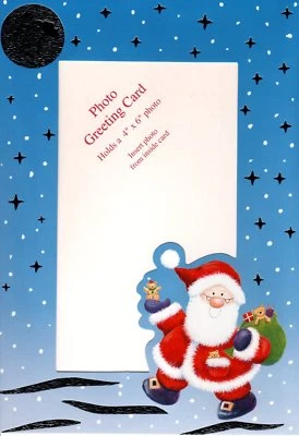Silver Moon & Stars Santa Claus Holiday Photo 4" x 6" Greeting Cards - Set of 18 - Image 1 of 3