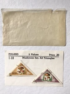 2 Postal Stamps Poland Triangle Mushroom Postal Marks Polska Original Packaging - Picture 1 of 2