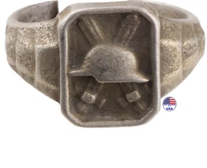 WW1 Ring 835 silver German soldier WW2 Helmet WWI Germany WWII Shock troops Size - Picture 1 of 13