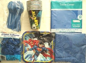 Justice League Birthday Party Supply Kit Pack for 8 w/Balloons & Table ware - Picture 1 of 1