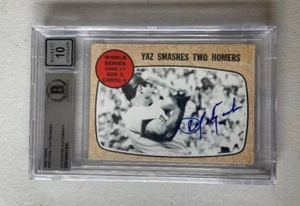 Signed 1968 Topps Carl Yastrzemski Boston Red Sox card #152 Beckett Slabbed 10 - Picture 1 of 1