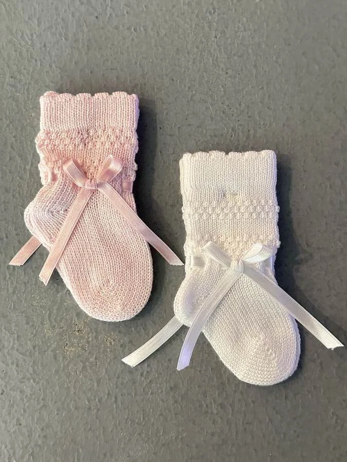 Will'beth Recién Nacida Niña Dulce Bebé Botines Arco Recién Renacido Muñecas Rosa o Blanco Foto 1 de 1