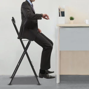 Foldable Bar Chair, Tall Folding Chair, Portable Folding Stool - Picture 1 of 16