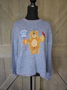 Vintage Christopher & Banks Teddy Bear Sweater sz Large - Picture 1 of 5