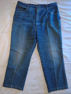 Pantalones de mezclilla vintage años 80 para mujer talla 32/18 Braxton bordados elásticos azules PINTOR - Imagen 1 de 17