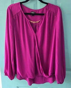 INC INTERNATIONAL CONCEPTS Magenta/Fuchsia Women Shirt Long Sleeves Size L - Picture 1 of 6