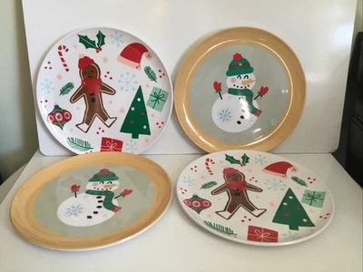 Wondershop Target Melamine Christmas Holiday Plates 2 Snowman 2 Gingerbread Man - Image 1 of 4