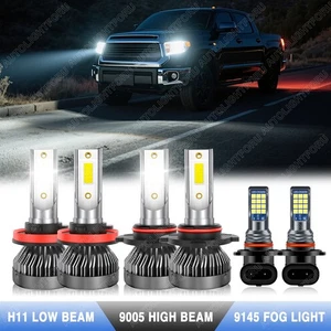 For 2007-2013 Toyota Tundra 6x 6500K LED Headlight Hi/Lo + Fog Light Combo Bulbs - Picture 1 of 20