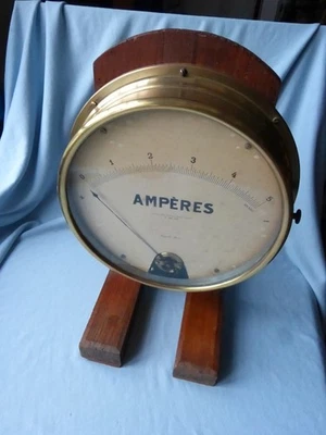 Ancien gros amperemètre XIXe Deyrolle instrument scientifique laboratoire 28cm - Photo 1/4