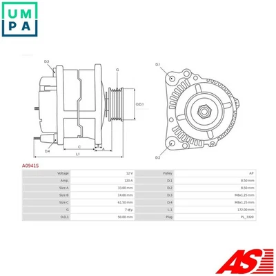 ALTERNATOR A0941S - Image 1 of 4