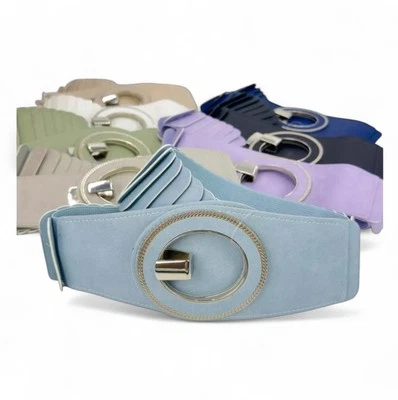 breite Damen Stretch Gürtel Kleid Tunika Dehnbar Elastisch Taillengürtel uni - Bild 1 von 4