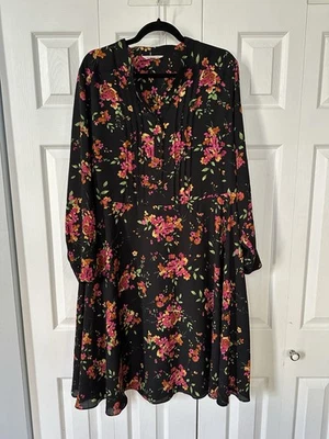 Nanette Lepore Womens Floral Shirt Dress Size 16 No Belt Pintuck Church - Image 1 of 4