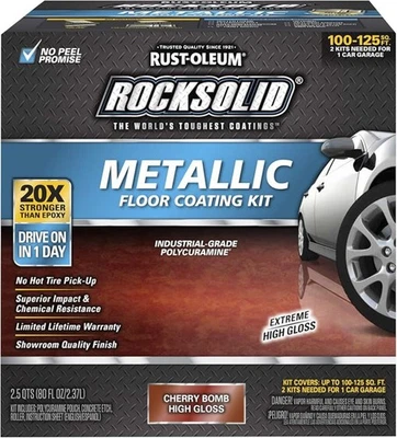 Rust-Oleum Rocksolid Metallic Garage Floor Coating, 2.5 Quarts, Cherry Bomb (Pac - Image 1 of 4