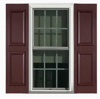 Par de persianas exteriores para clima severo Burdeos 15" x 63" panel elevado vinilo Foto 1 de 2