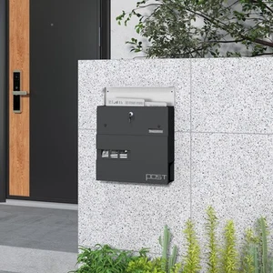 HOMCOM Briefkasten Postkasten aus Stahl mit Sichtfenster, Schloss, Kupferkern - Photo 1/10