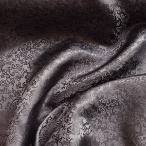 45'' Wide Brocade Silk Cotton Satin Material Dragon Design Charmeuse Silk Fabric - Picture 1 of 24