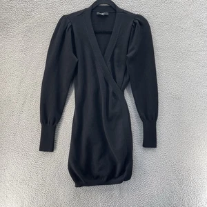 Lulus Pulloverkleid Damen klein schwarz Wickel Bischof Ärmel adrett bequem Freizeit - Bild 1 von 15