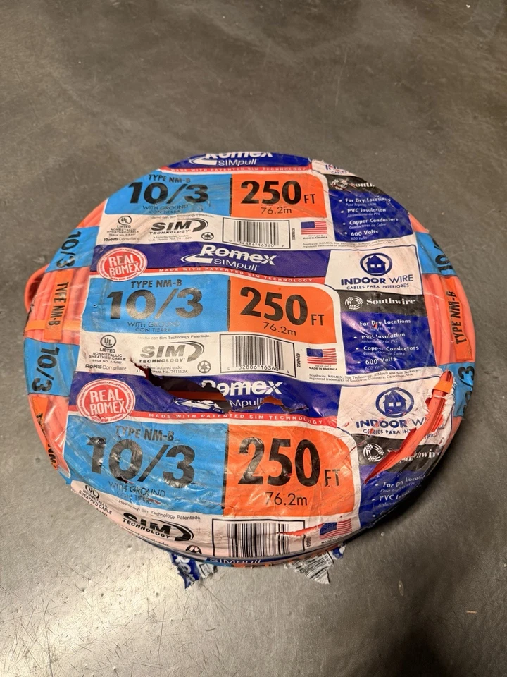 Southwire Romex SIMpull 250-ft 10/3 Solid Non-Metallic Orange Wire (By-the-Roll) - Image 1 of 1