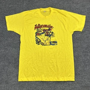 Camisa amarilla gráfica manga corta vintage mapa de Wisconsin de una sola puntada talla XL - Imagen 1 de 6