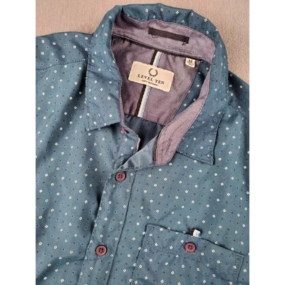 Level Ten Button Down Shirt Soft Brushed Patterned Casual Top Teal M - Image 1 of 4