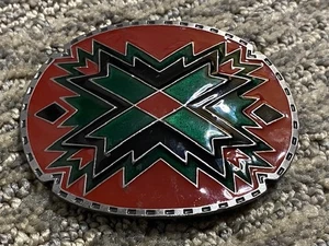 Vintage Siskiyou Buckle Co. Enamel On Cast Iron Belt Buckle 3"x 2 1/2" 1990 - Picture 1 of 8